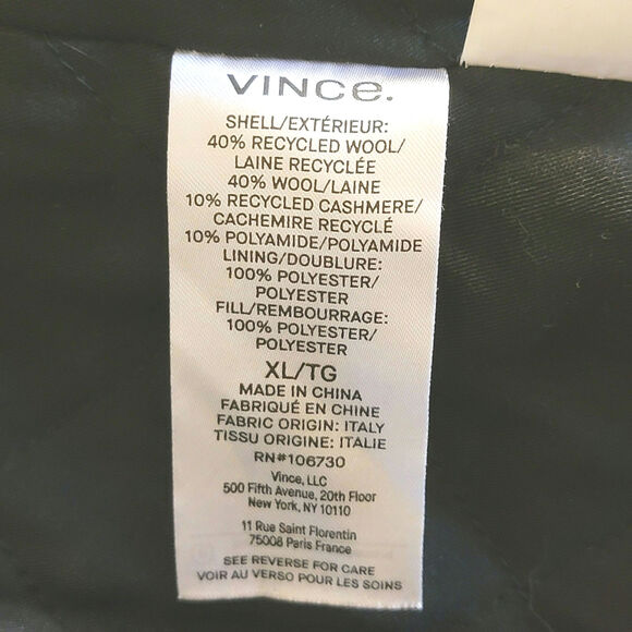 Vince Wool Cashmere Plaid Padded Shirt Jacket Shacket Black Tan Button Down XL - Picture 14 of 16